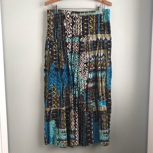 Notations // Mixed Print Aztec Hippie Boho Skirt